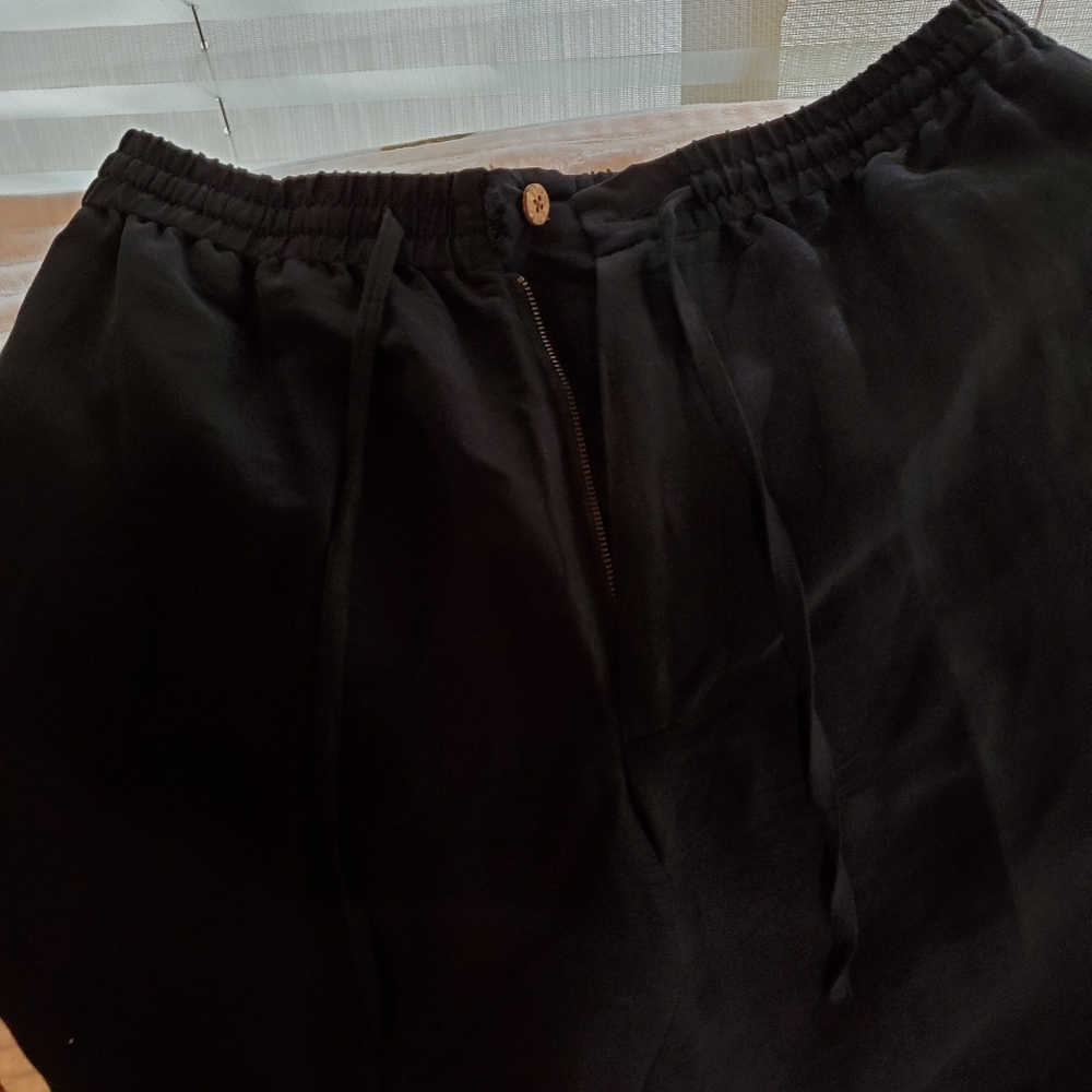 Black drawstring slacks